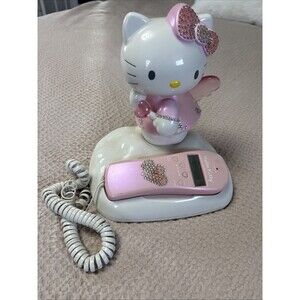 Hello Kitty Vintage Caller ID Telephone With Sparkling Jewels Wings Sparkly